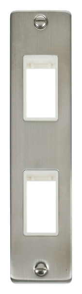 Click Deco MiniGrid 2 Gang Architrave Plate Twin Aperture White Inserts VPxx472WH