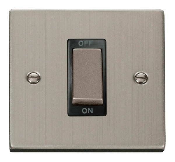 Click Deco 45A DP 1 Gang Switch Black Inserts VPxx500BK