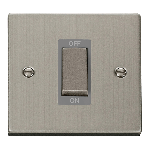 Click Deco 45A DP 1 Gang Switch Grey Inserts VPxx500GY