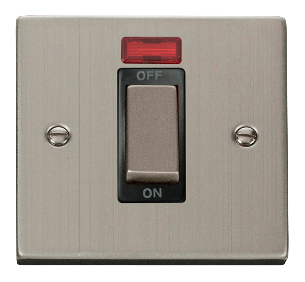 Click Deco 45A DP 1 Gang Switch with Neon Black Inserts VPxx501BK