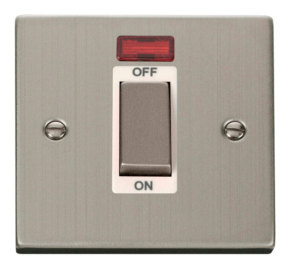 Click Deco 45A DP 1 Gang Switch with Neon White Inserts VPxx501WH