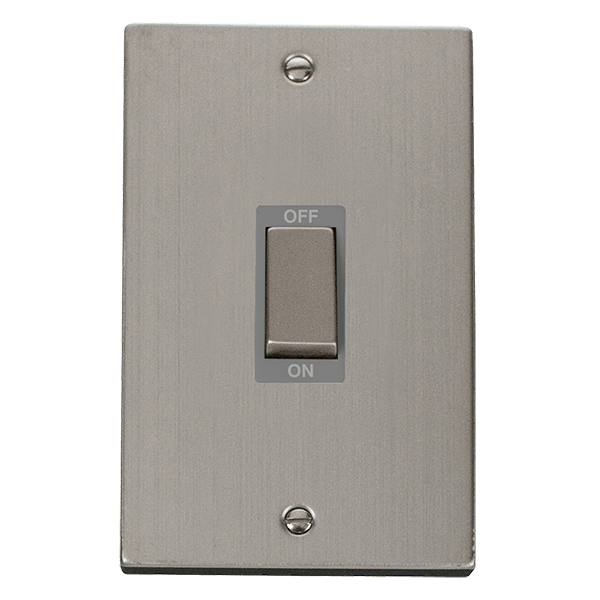 Click Deco 45A DP 2 Gang Switch Grey Inserts VPxx502GY