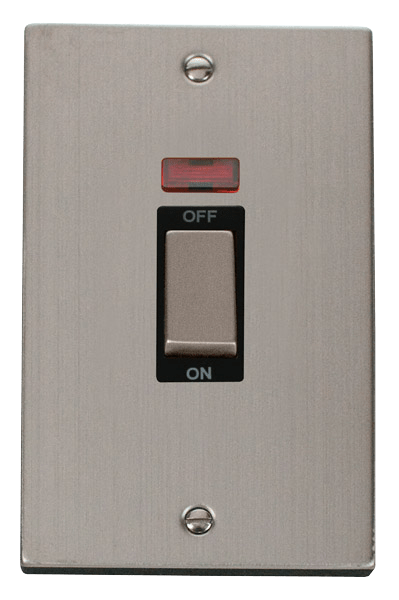 Click Deco 45A DP 2 Gang Switch with Neon Black Inserts VPxx503BK