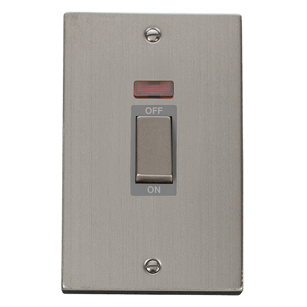 Click Deco 45A DP 2 Gang Switch with Neon Grey Inserts VPxx503GY