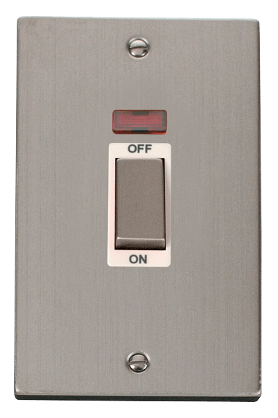 Click Deco 45A DP 2 Gang Switch with Neon White Inserts VPxx503WH