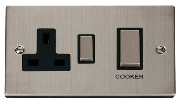 Click Deco 45A DP Switch with 13A DP Switched Socket Outlet Black Inserts VPxx504BK