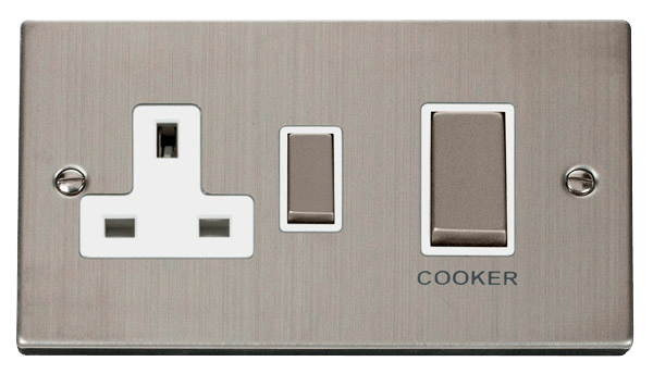 Click Deco 45A DP Switch with 13A DP Switched Socket Outlet White Inserts VPxx504WH