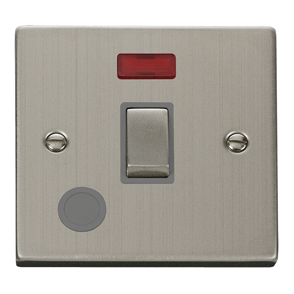 Click Deco 20A DP Switch with Neon & Flex Outlet Grey Inserts VPxx523GY