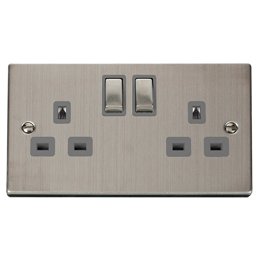 Click Deco 2 Gang 13A DP Switch Socket Grey Inserts VPxx536GY