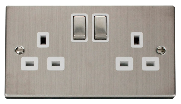 Click Deco 2 Gang 13A DP Switch Socket White Inserts VPxx536WH