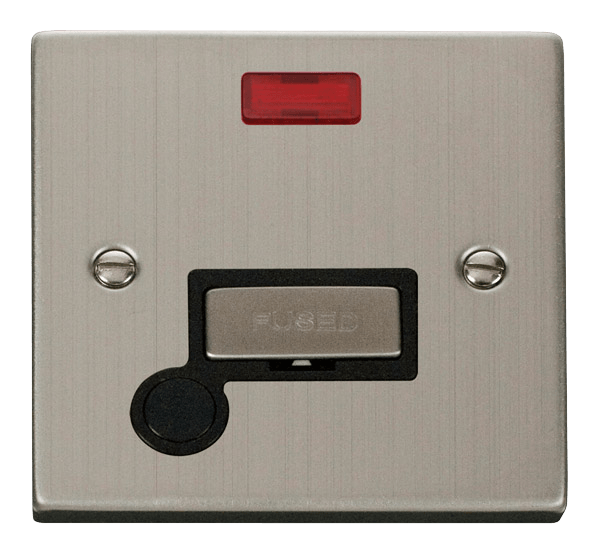 Click Deco 13A Fused Spur Connection Unit with Neon & Flex Outlet Black Inserts VPxx553BK