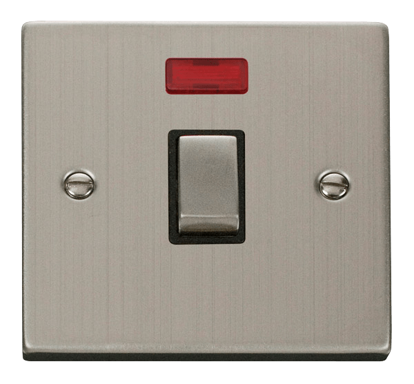 Click Deco 20A DP Switch with Neon Black Inserts VPxx723BK