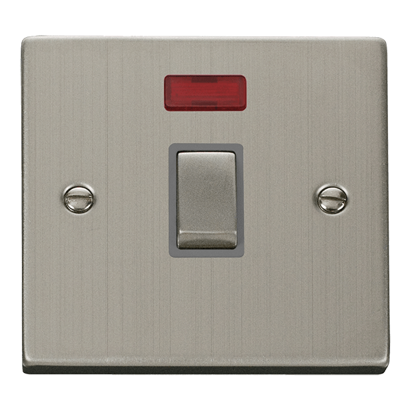 Click Deco 20A DP Switch with Neon Grey Inserts VPxx723GY