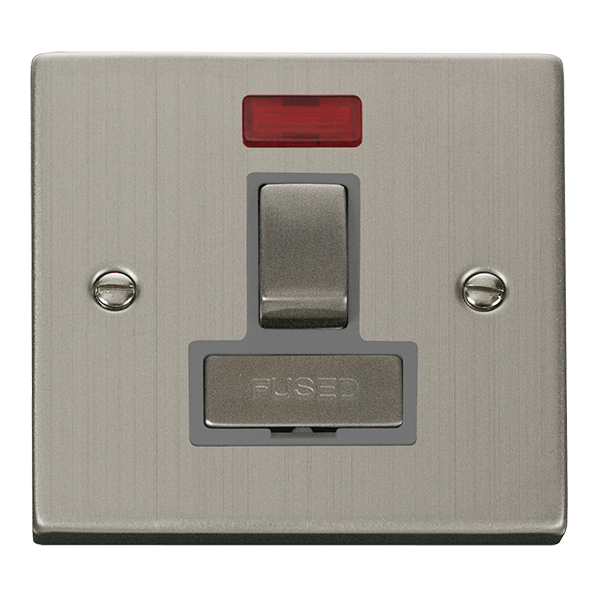 Click Deco 13A Switched Fused Spur Connection Unit with Neon Grey Inserts VPxx752GY