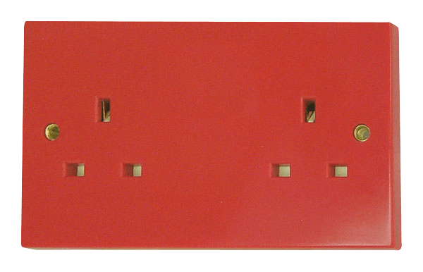 Click Essentials 13A 2 Gang Unswitched Red Socket WA179