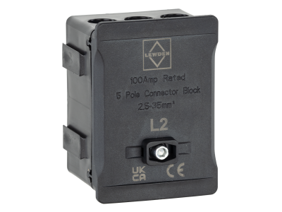 Lewden 100A 5 Way Single Pole Black Terminal Block DT1005BK