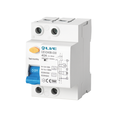 Live Electrical 2 Pole 25A 30mA Type B RCCB 3 Module CEV225B-030