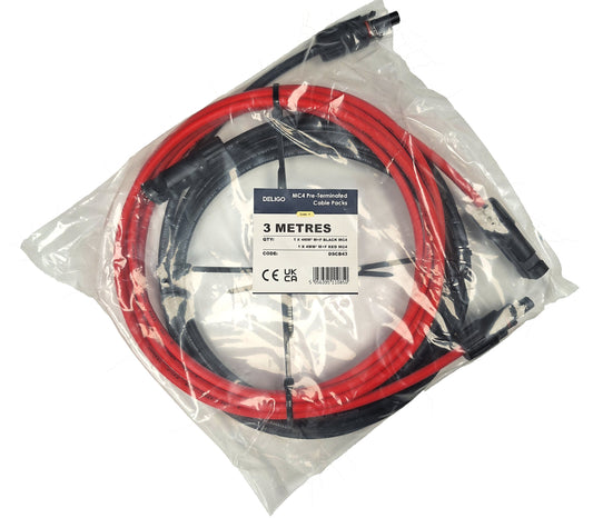 Solar MC4 Terminated 3M x 4mm Black & 3M x 4mm Red Cable DSCB43