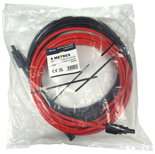Solar MC4 Terminated 6M x 4mm Black & 6M x 4mm Red Cable DSCB46