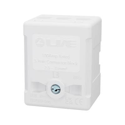Live Electrical 100A 5 Pole Grey Terminal Block TB5P100-Grey