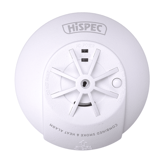 Hispec RF COMBO Fast Fix Mains Smoke & Heat Detector with 10yr Rechargeable Lithium Battery Backup HSSA/PH/RF10-PRO