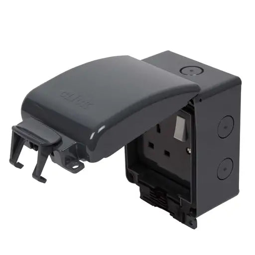 Click Essentials Aquip66 IP66 1 Gang 13A DP weatherproof Switched Socket OA035AG