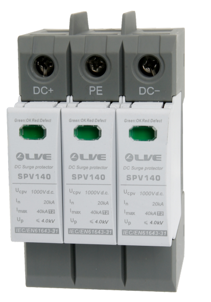 Live Electrical 3 Pole 20kA/40Ka Type 2 DC Surge Protection Device SPD Up To 1000V SPV340