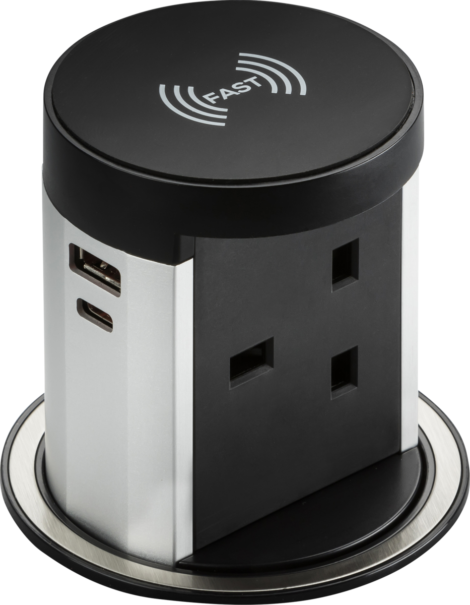 Knightsbridge 13A Pop Up Socket with 10W Wireless Charger & Dual USB A+C SK0016