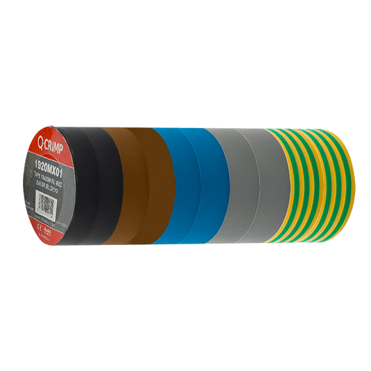 Unicrimp Q-Crimp 20M x 19mm Mixed Phase Colours PVC Tape Pack 1920MX01
