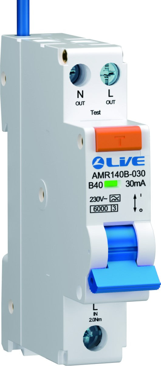 Live Electrical 6A 30mA Type A 1 Pole 6kA B Curve Bidirectional RCBO with Switch Neutral Line AMR106B-030