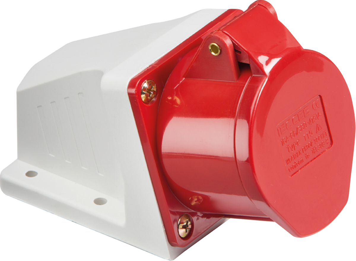 Knightsbridge 415v IP44 16A 3P+N+E Red Angled Surface Mount Socket IN0019