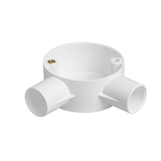 Bendex 20mm White 2 Way Angle PVC Conduit Box CJB202WAWH