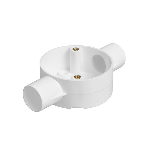 Bendex 20mm White 2 Way Through PVC Conduit Box CJB202WTWH