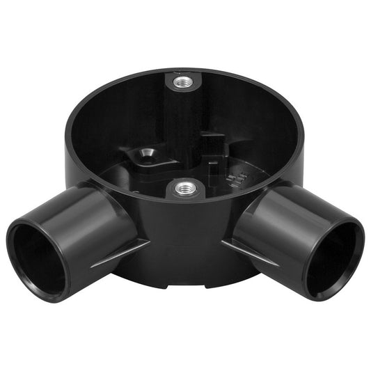 Bendex 25mm Black 2 Way Angle PVC Conduit Box CJB252WABK