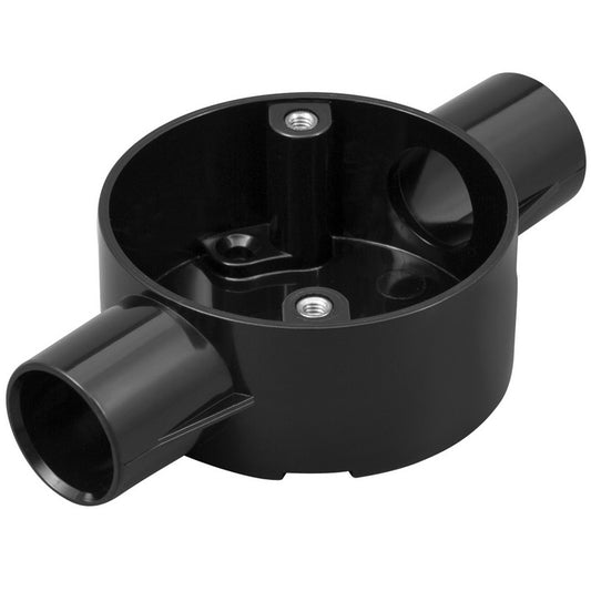 Bendex 25mm Black 2 Way Through PVC Conduit Box CJB252WTBK