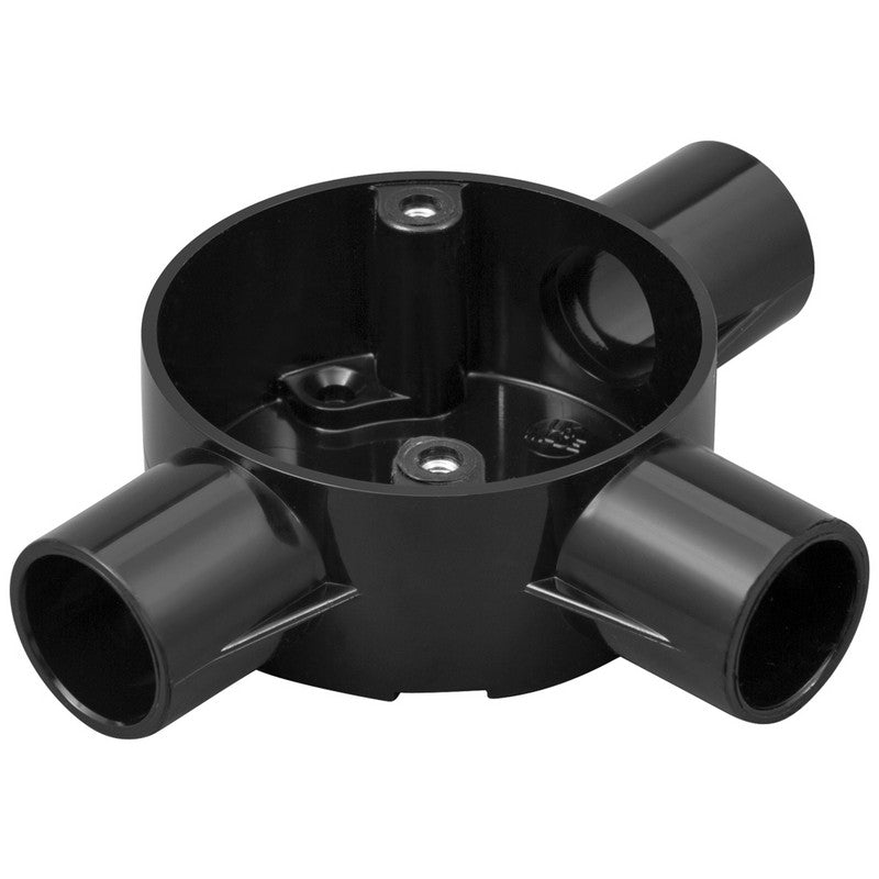 Bendex 25mm Black 3 Way Tee PVC Conduit Box CJB253WTBK