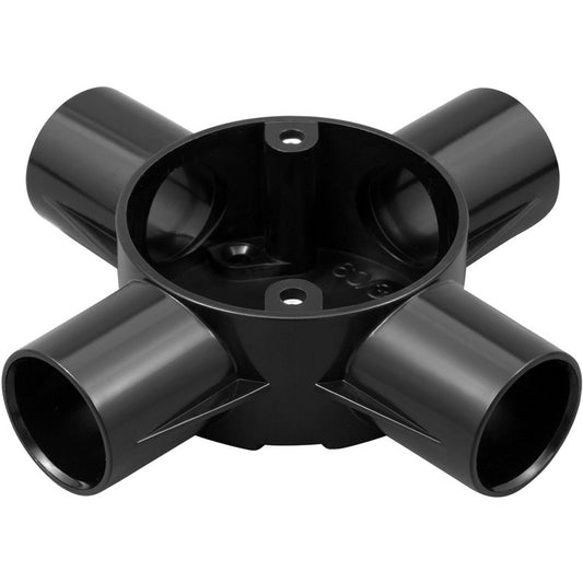 Bendex 25mm Black 4 Way Intersection PVC Conduit Box CJB254WTBK