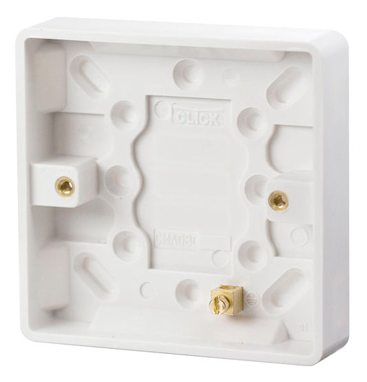 Click Mode 1 Gang 16mm Pattress Back Box with Earth Terminal CMA080