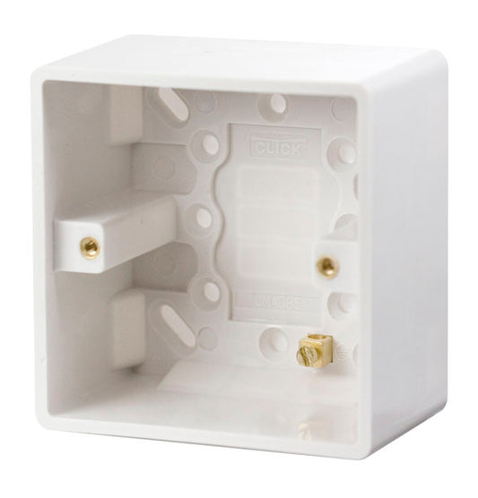 Click Mode 1 Gang 47mm Pattress Back Box with Earth Terminal CMA085