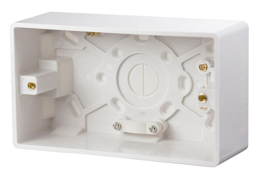 Click Mode 2 Gang 47mm Pattress Back Box with Cable Restraint & Earth Terminal CMA086