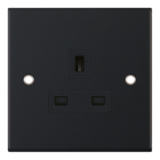 Selectric 5M 1 Gang 13A Unswitched Socket Matt Black DSL11-19