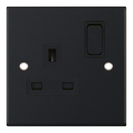 Selectric 5M 1 Gang 13A DP Switched Socket Matt Black DSL11-21