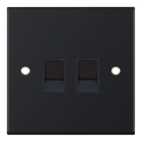Selectric 5M 2 Gang RJ45 Data Socket Matt Black DSL11-41