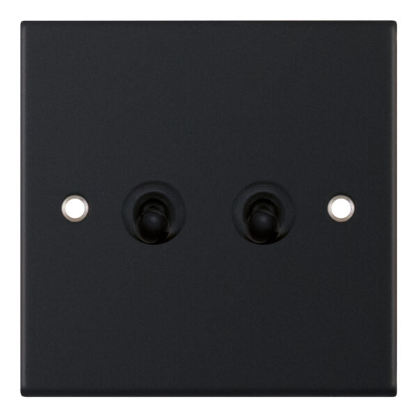 Selectric 5M 10A 2 Gang 2 Way Toggle Switch Matt Black DSL11-75