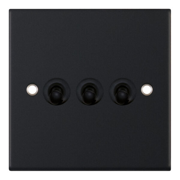 Selectric 5M 10A 3 Gang 2 Way Toggle Switch Matt Black DSL11-76