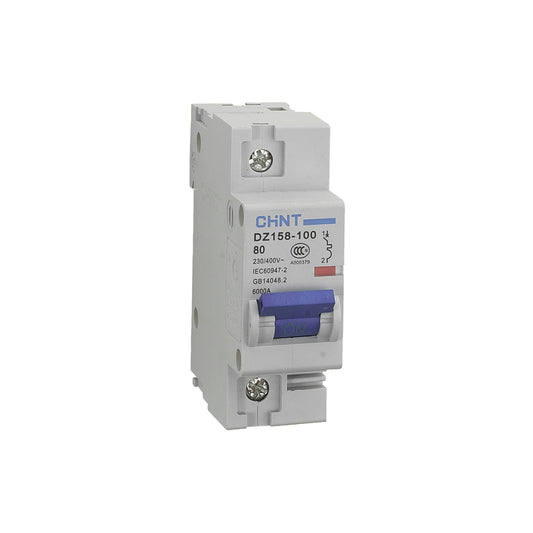 Chint DZ158 Series 80A 1 Pole 10kA High Current MCB DZ158-1-80