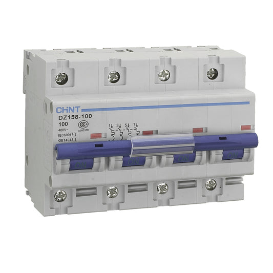 Chint DZ158 Series 80A 4 Pole 10kA High Current MCB DZ158-4-80