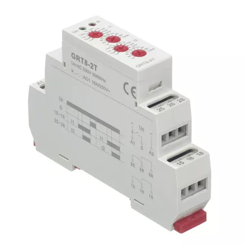 Europa 12-240V AC/DC 16A 2 x 1P C/O Double Delay Timer Relay ECDD2T