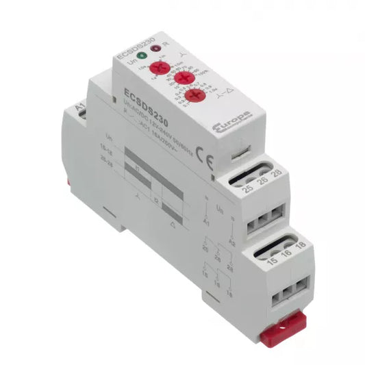 Europa 12-230V AC/DC 16A Star Delta Timer Relay ECSDS230