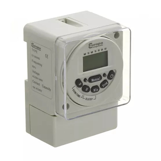 Europa 230V 16A AC 7 Day 24 Hour Digital Time Clock Din Rail or Panel Mounted ET1624HD